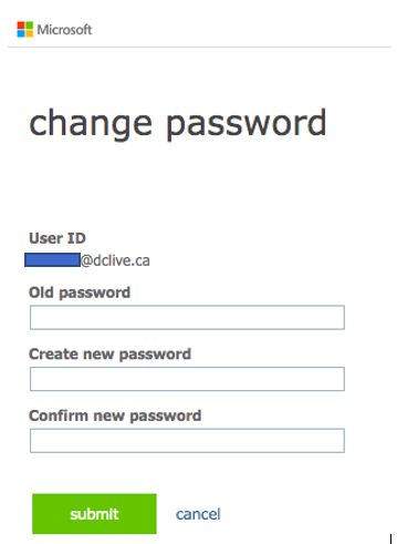 Account settings change your password