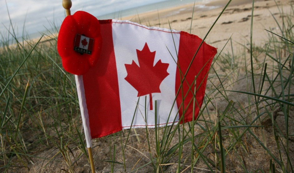 Canadian Flag on a beach